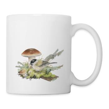 Swamp on mushroom forest floor watercolor drawing - Mug - white - Right