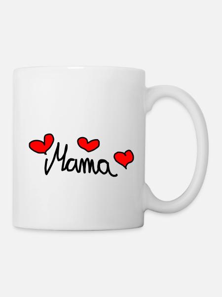 Mama - Süßes Design mit Herzen - Tasse - Weiß
