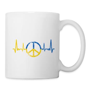 Ukraine Herzschlag Shirt mit EKG - Tasse - Weiß - Rechts