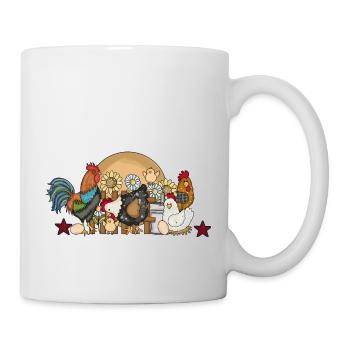 Lustige Hühner spaßiges Federvieh im Bauernhof - Tasse - Weiß - Rechts