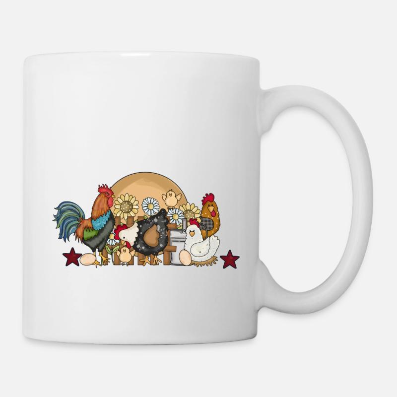 Funny chickens fun feathered cattle in the farm - Mug - white