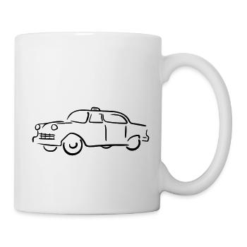 Taxi Line Art - Minimalistisch - Tasse - Weiß - Rechts
