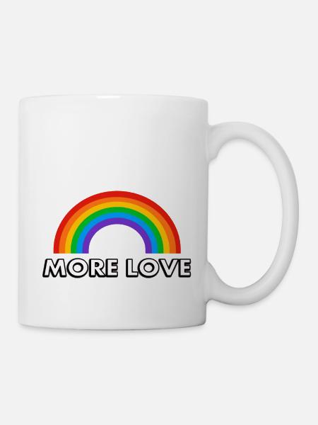Regenbogen Mehr Liebe - Tasse - Weiß