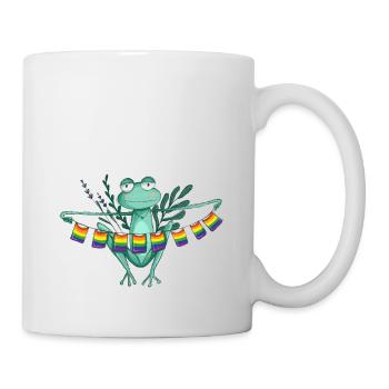 Pride frog with rainbow flags - Mug - white - Right