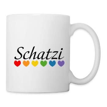 Regenbogenherz Schatzi LGBT lgbtqi queer - Tasse - Weiß - Rechts