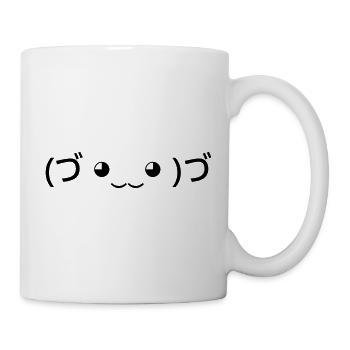 Hugging Emoticon (づ ◕‿‿◕ )づ Japanese Kaomoji - Mug - white - Right