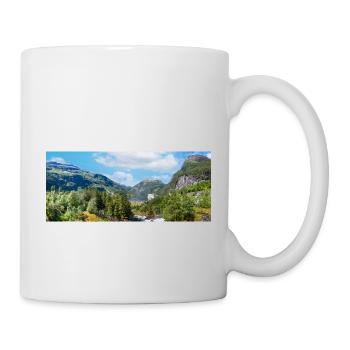 Geiranger panorama Storseterfossen Norway - Mug - white - Right