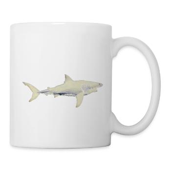 Grands requins blancs requins de mer ailerons de requin silhouette de l’océan01 - Mug blanc - blanc - Droite