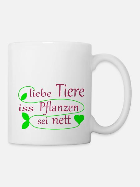 liebe tiere, iss pflanzen - Tasse - Weiß
