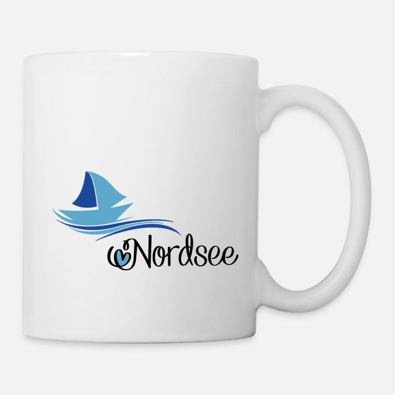 Nordsee Design mit Segelboot - Tasse - Weiß