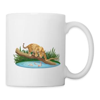 Leopard hunts in the water - Mug - white - Right