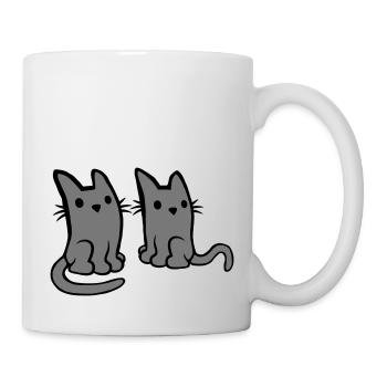 2 Katzen Freunde Team - Tasse - Weiß - Rechts