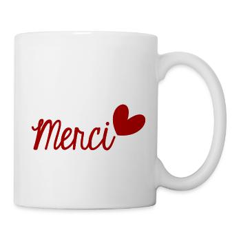 MERCI. THANKS. THANK YOU. ANNIVERSAIRE. NAISSANCE. - Mug blanc - blanc - Droite