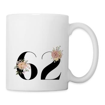 Blumen zum 62. Jahrestag (Geschenk von 62 Jahren) - Tasse - Weiß - Rechts