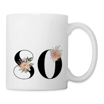 80e anniversaire fleuris (Cadeau de 80 ans) - Mug blanc - blanc - Droite