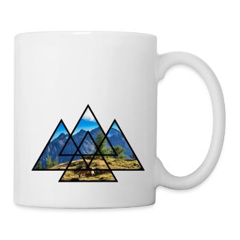 T-Shirt Dreiecke Pferd Alpen Berge Wandern Natur - Tasse - Weiß - Rechts