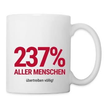 Ironie Wortwitz - Menschen übertreiben völlig - Tasse - Weiß - Rechts