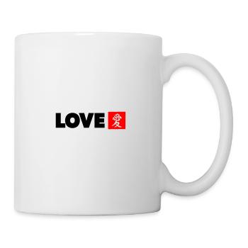 LOVE mit japanischem Kanji in schwarz und rot - Tasse - Weiß - Rechts