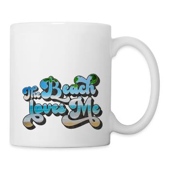 Der Strand liebt mich - lustiges Vintage-Retro-Design - Tasse - Weiß - Rechts