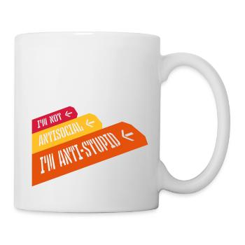 not antisocial anti stupid - Tasse - Weiß - Rechts