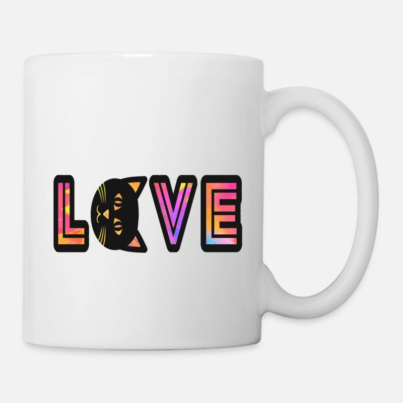 Love & LOVE Chat, Chat, Ami chat, Chat - Mug blanc - blanc