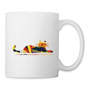 Anyone who has a cat is a good person - Mug - white - Right
