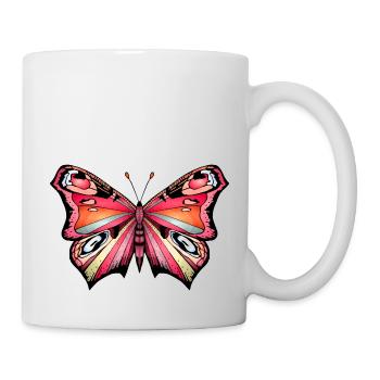 Bunter Schmetterling - Tasse - Weiß - Rechts