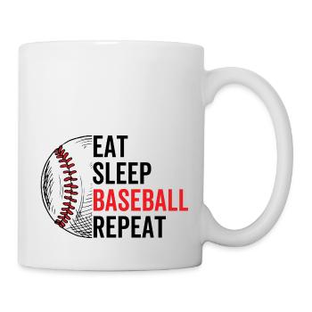 Essen Schlaf Baseball Wiederholung - Tasse - Weiß - Rechts
