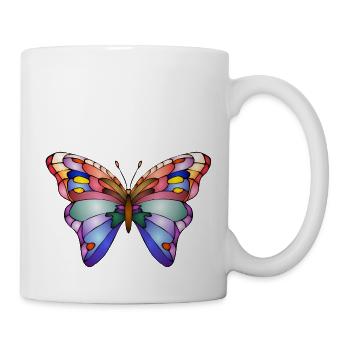 Bunter Schmetterling - Tasse - Weiß - Rechts