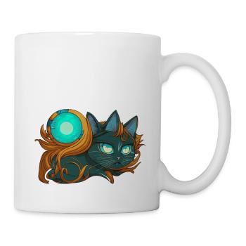 Black cat wizard - Felin kitten - Mug - white - Right