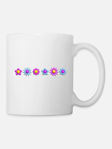 Flowers Blossoms in Row 3D - Mug - white