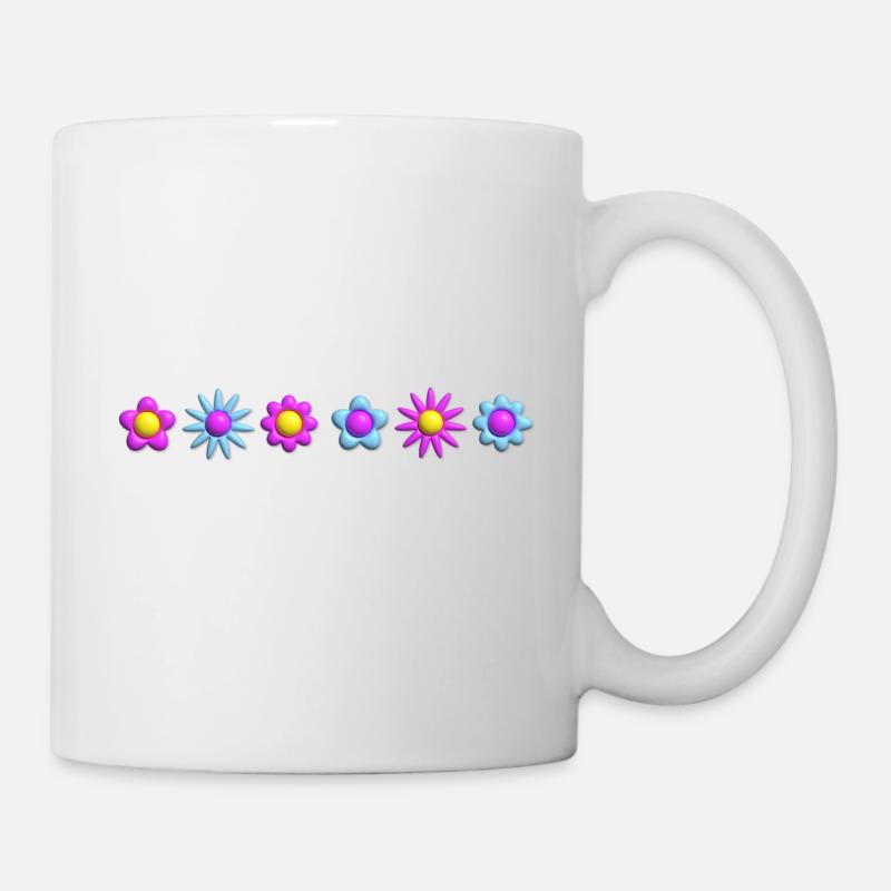 Flowers Blossoms in Row 3D - Mug - white