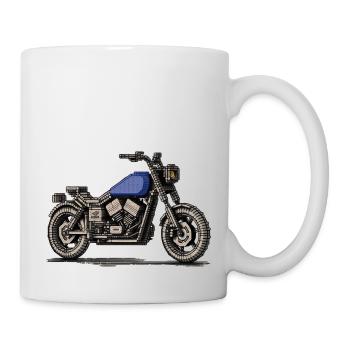Chopper als Oldtimer Motorrad in Pixelart - Tasse - Weiß - Rechts