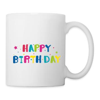 Joyeux anniversaire typo - Mug blanc - blanc - Droite