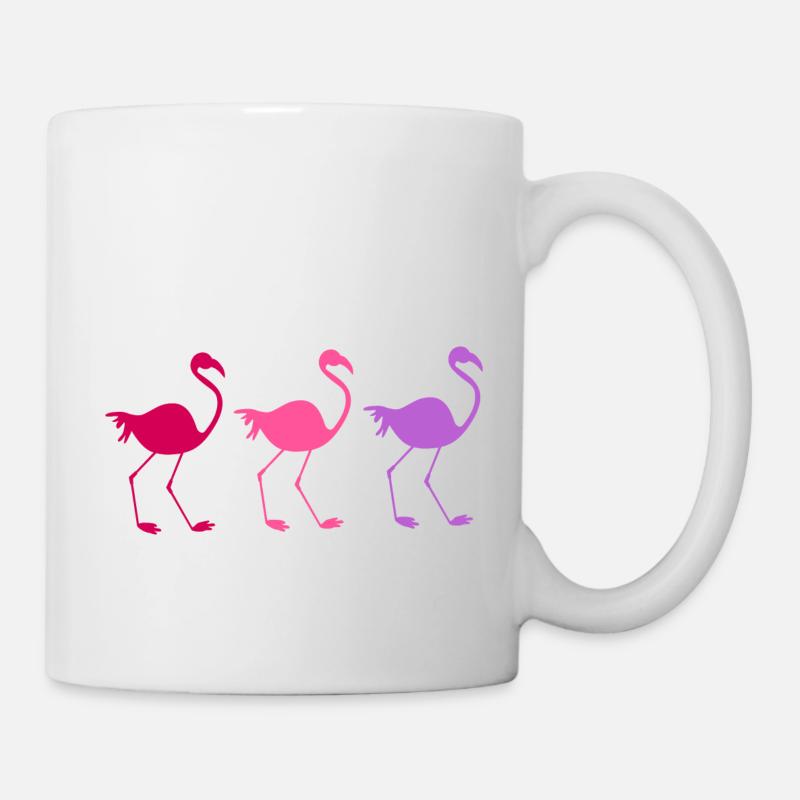 Drei bunte Flamingos - Tasse - Weiß
