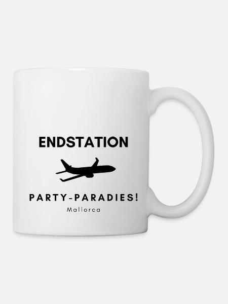 Mallorca: Endstation Party-Paradies! Flugzeug - Tasse - Weiß