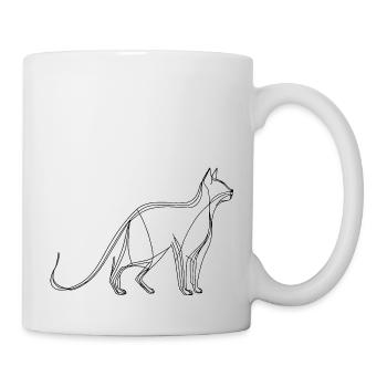 Cat fine line art on white background - Mug - white - Right