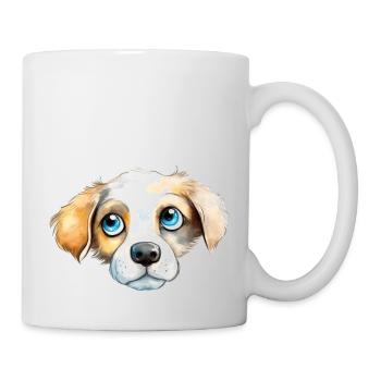 Hund Wasserfarben Zeichnung - Tasse - Weiß - Rechts