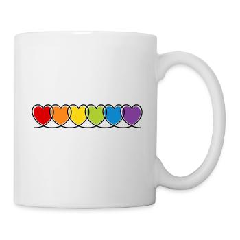LGBT CSD LGBTQ+ HERZ REGENBOGEN HERZEN PRIDE MONTH - Tasse - Weiß - Rechts