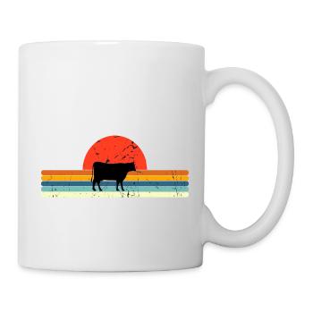 Design rétro de coucher de soleil vintage vache - Mug blanc - blanc - Droite