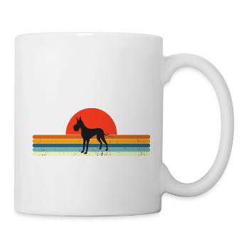 Vintage Hund Retro Sonnenuntergang - Tasse - Weiß - Rechts