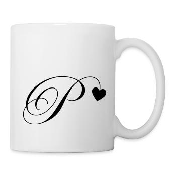 Buchstabe p Herz Kalligraphie - Tasse - Weiß - Rechts