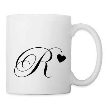 Letter r calligraphy heart - Mug - white - Right
