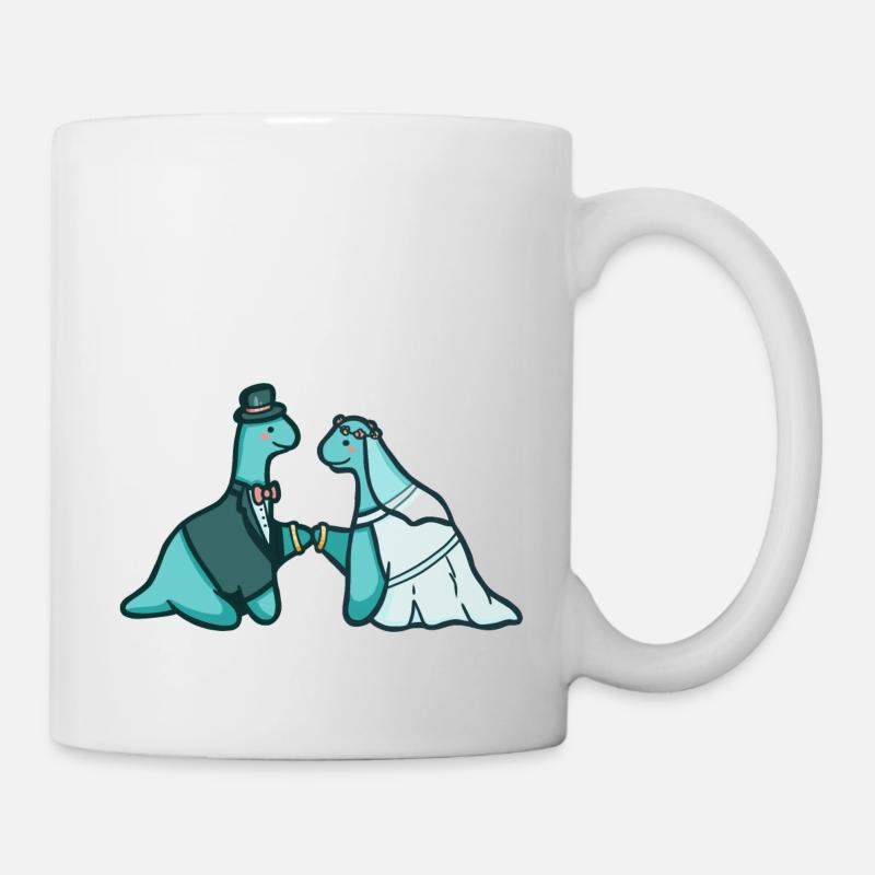 Hugadino Dino Wedding, mignon dinosaure - Mug blanc - blanc