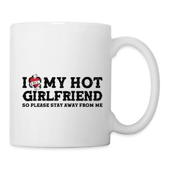 Vintage I Love My Hot Girlfriend - Stay Away - Mug blanc - blanc - Droite