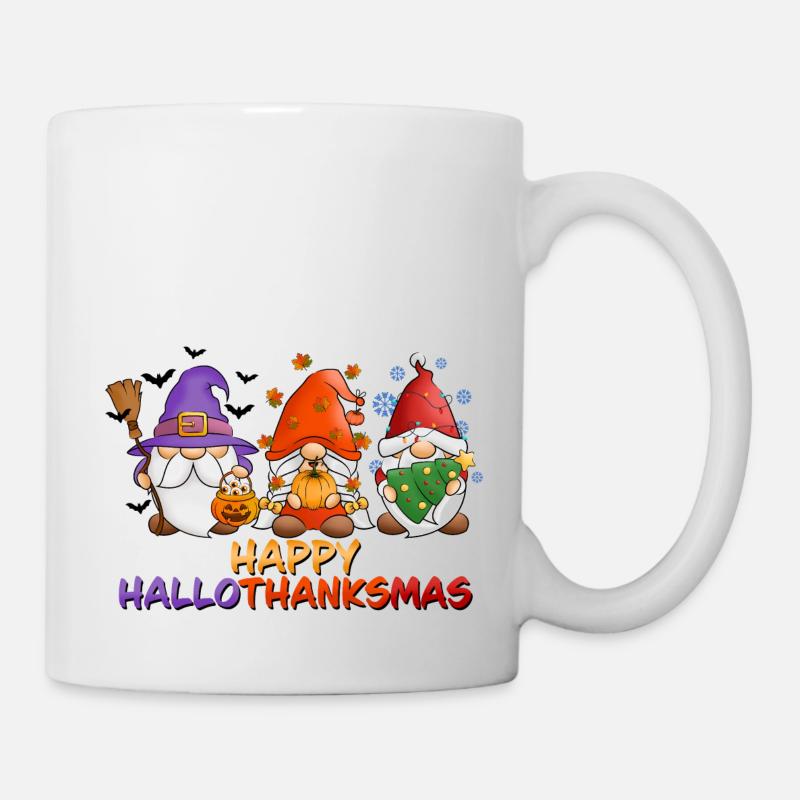 Happy Hallothanksmas Gnomes - Tasse - Weiß