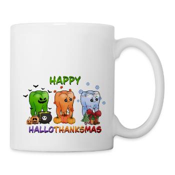 Happy Hallothanksmas Funny Teeth Design - Mug - white - Right