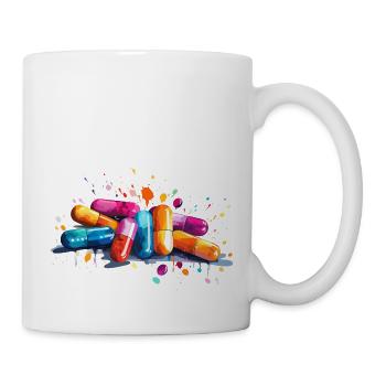 bunte Pillen - Tasse - Weiß - Rechts