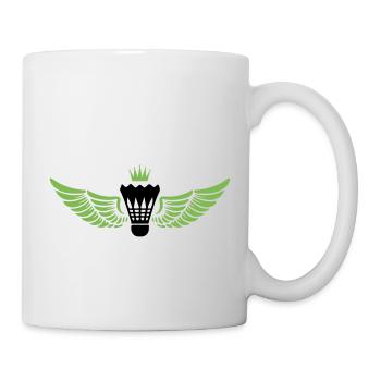 badminton wappen federball - Tasse - Weiß - Rechts