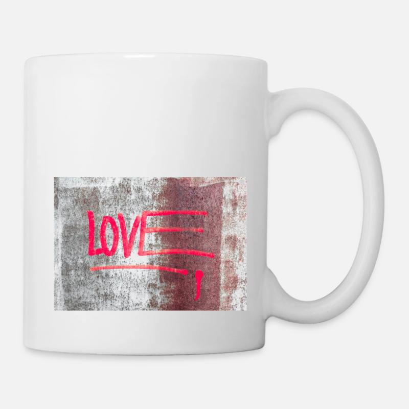 LOVE painted on rusty panel - Mug - white